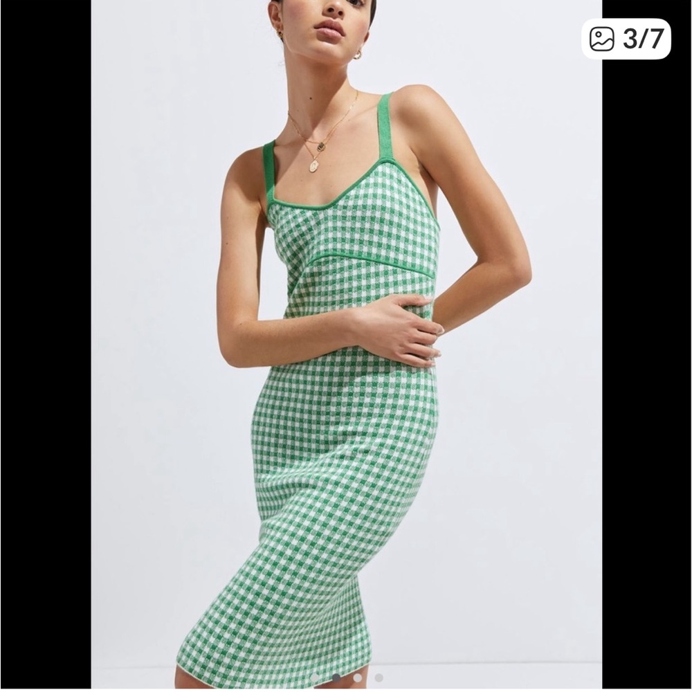 Anthropologie Maeve Gingham Slip‎ Dress Knit
